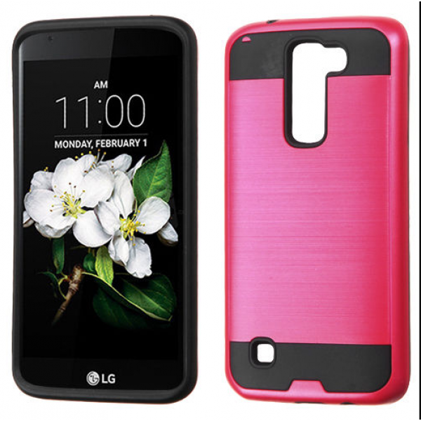 Wholesale LG K10 Premier LTE Iron Shield Hybrid Case (Hot Pink)